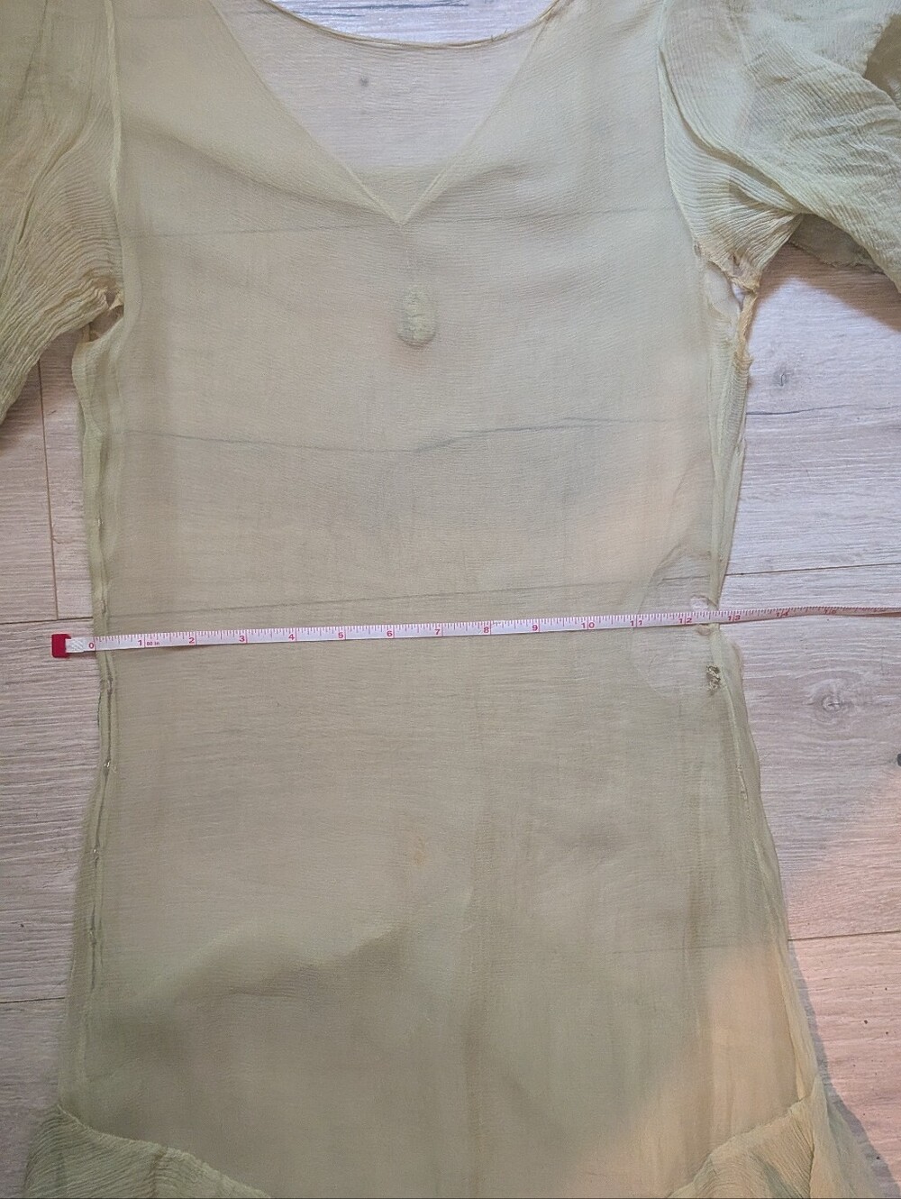 1930's Silk Chiffon Green Ruffle Dress - Picture 7 of 13